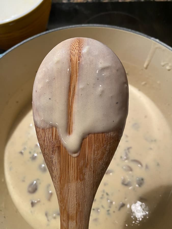 wooden spoon with gravy line