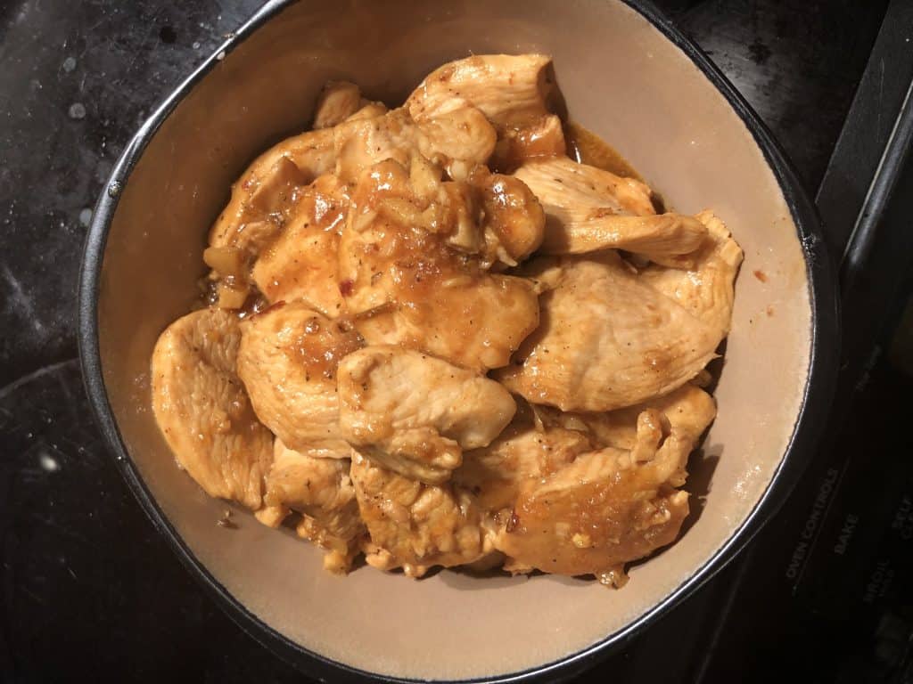 marinated stir fry chicken in bowl
