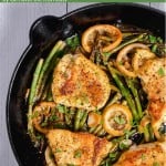 lemon chicken and asparagus in one cast iron skillet