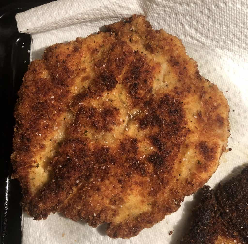 finished chicken milanese cutlet