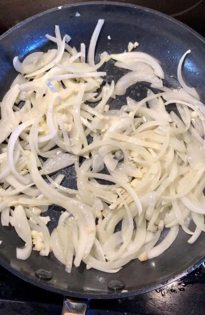 sautéd onions in a skillet