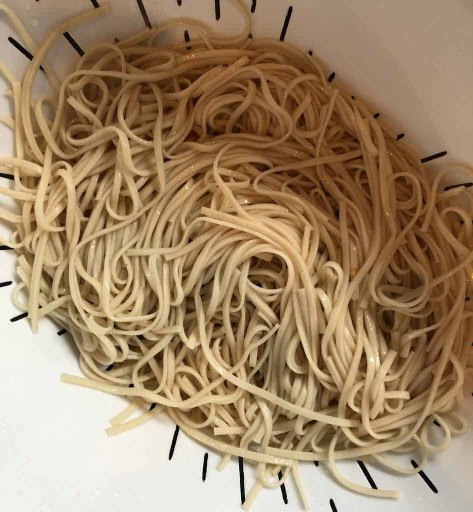 noodles in a colander