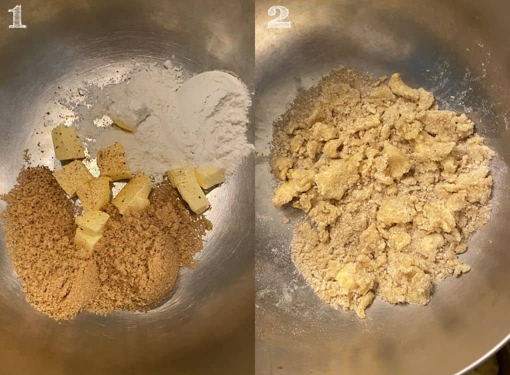 butter, flour, brown sugar and cinnamon in a bowl
