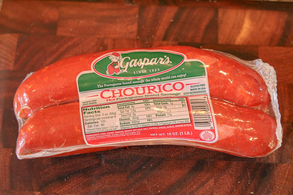 chouriço portuguese hot sausage in its packaging
