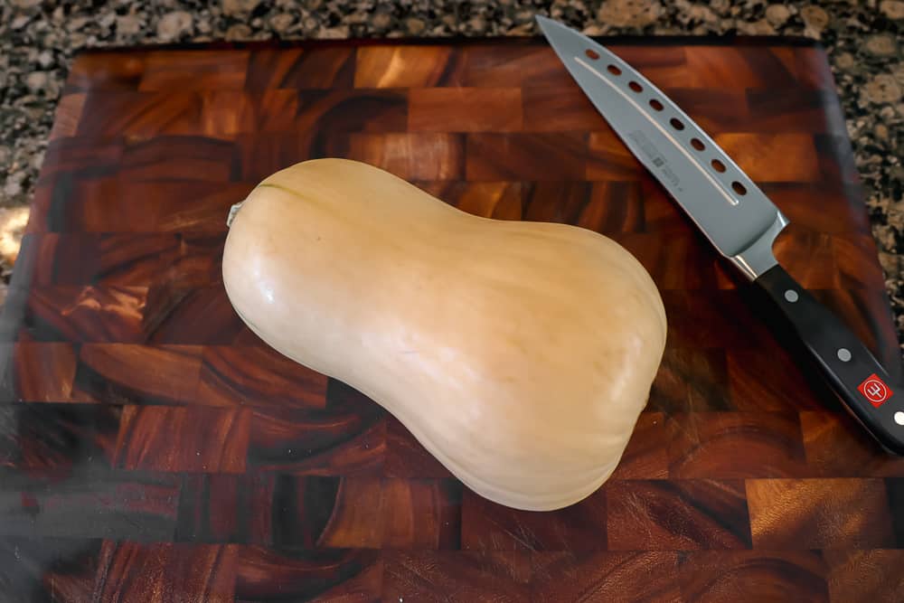 butternut squash on a cutting board