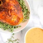 roasted turkey with homemade turkey gravy in a bowl
