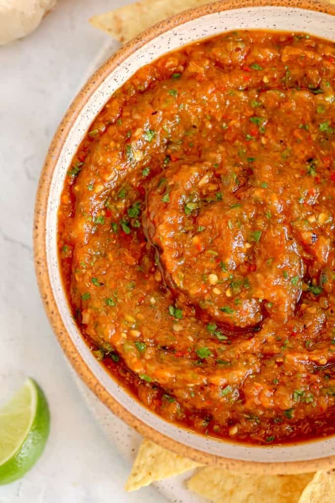 close up of homemade salsa in a bowl