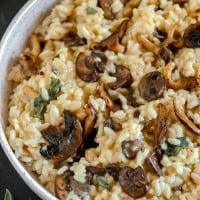 mushroom and sage risotto in a big bowl