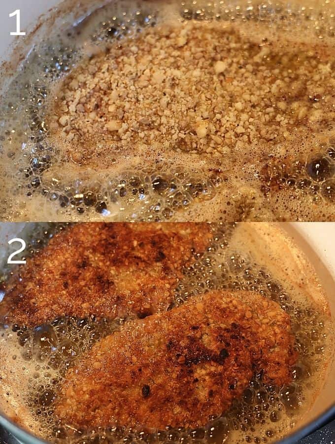 shallow frying chicken cutlets