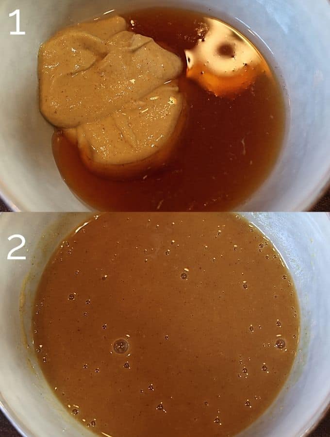 homemade honey mustard in a bowl