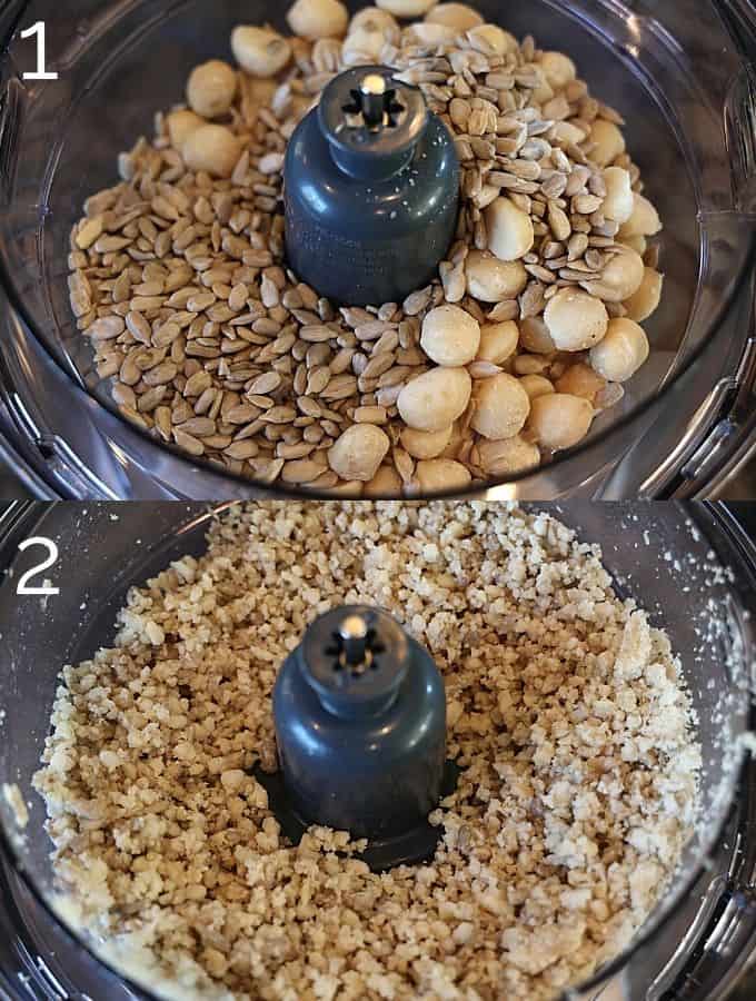 macadamia nuts in a food processor