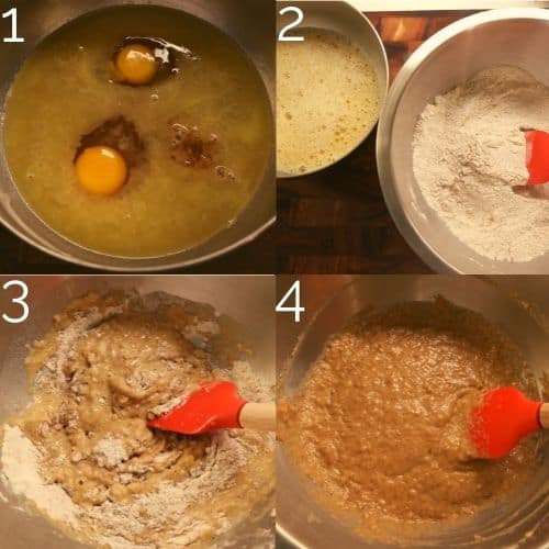 mixing wet ingredients in bowl 