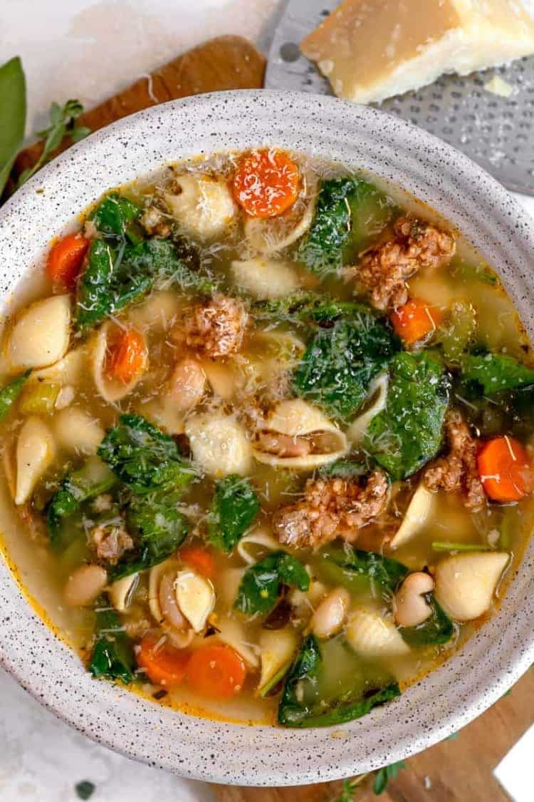 Hot Italian Sausage White Bean Soup Girl With The Iron Cast