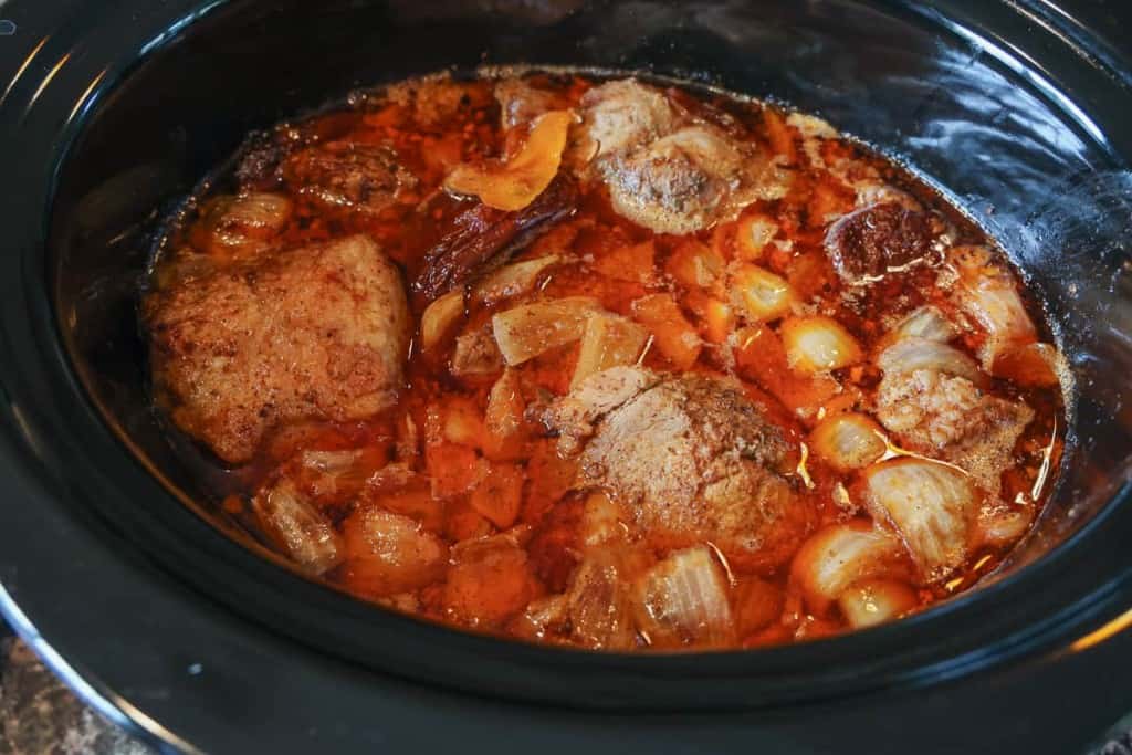 pork slow cooking in slow cooker
