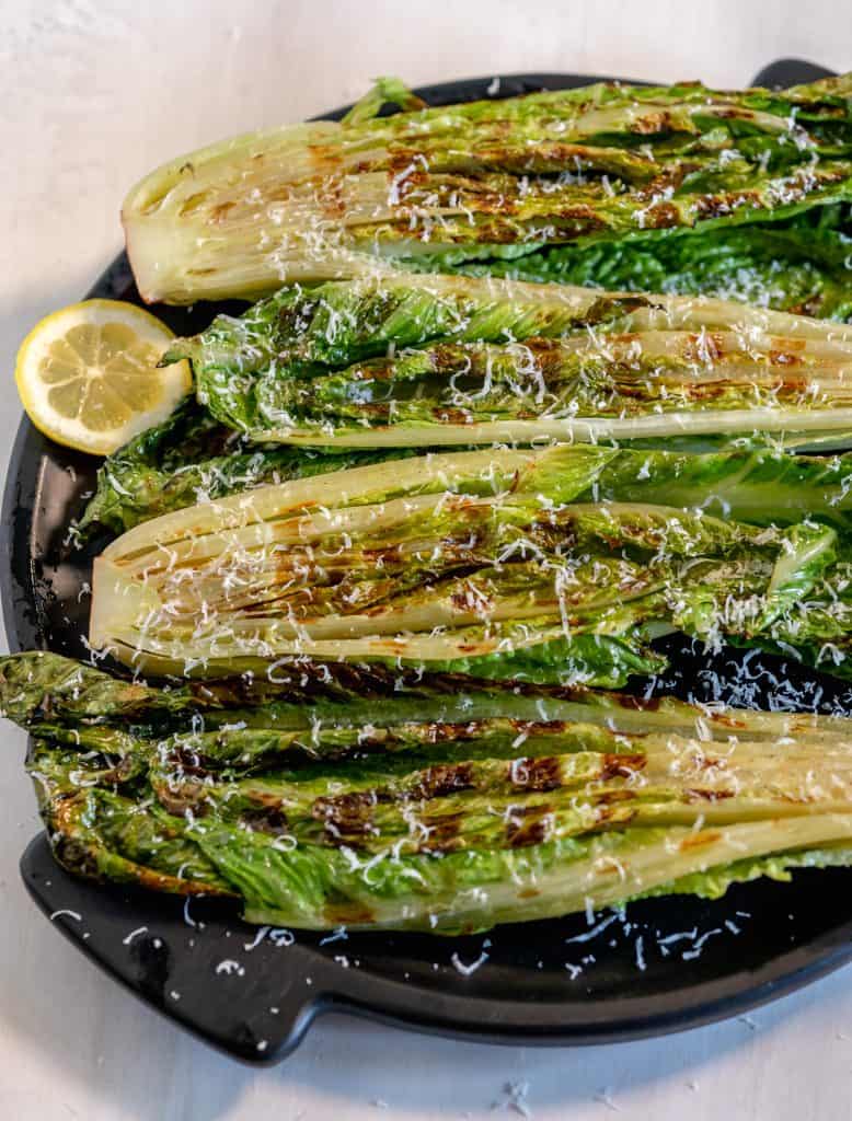 grilled romaine with grated parmesan over the top
