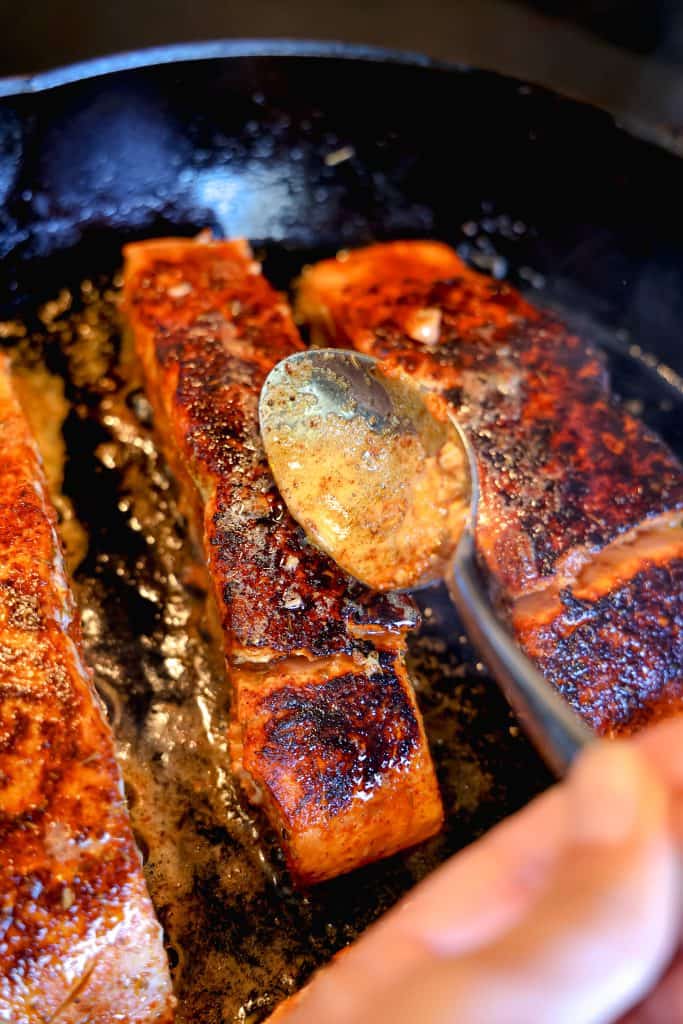 basting salmon with butter