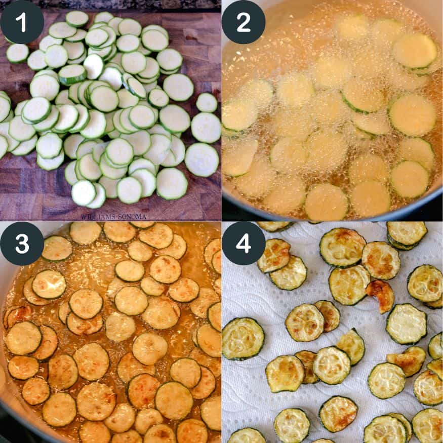 frying zucchini in a dutch oven